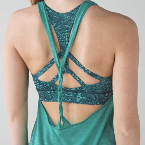 Lululemon Twist and Toil Tank Heathered Bali Breeze/Pretty Lace Bali Breeze sz 4 - Picture 8 of 8